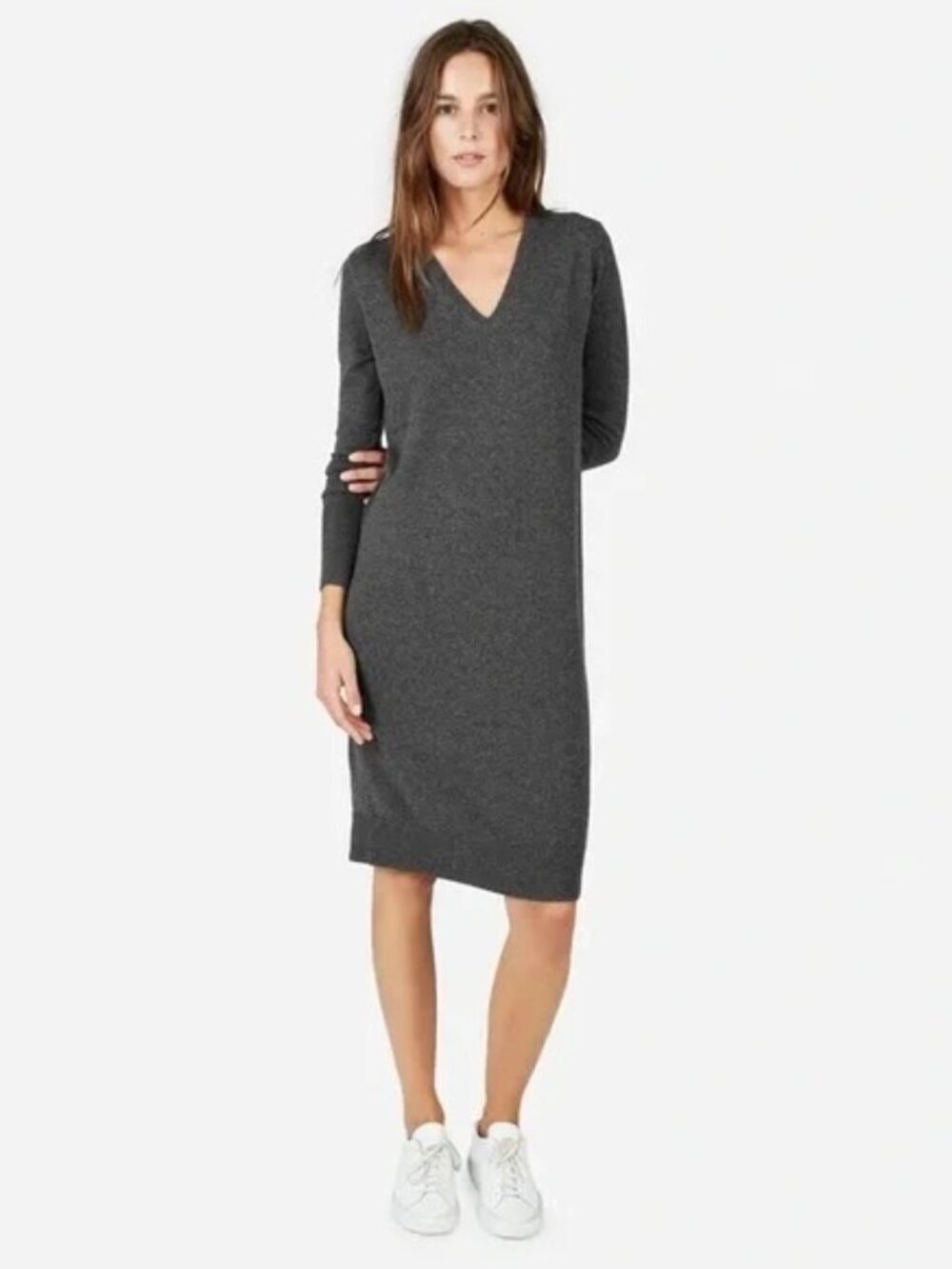 EVERLANE - The Cashmere V-neck Midi Dress in Size Small